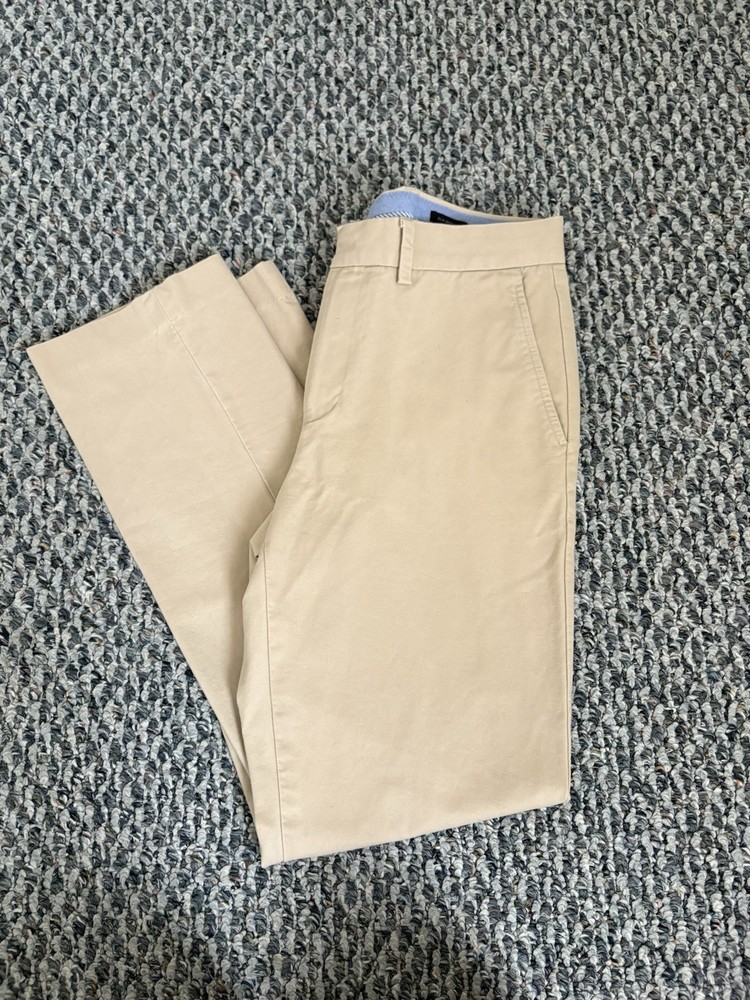 J.CREW Men's Bedford Chino Pants 29x32 Beige Khaki Slim Fit Narrow Leg Cotton