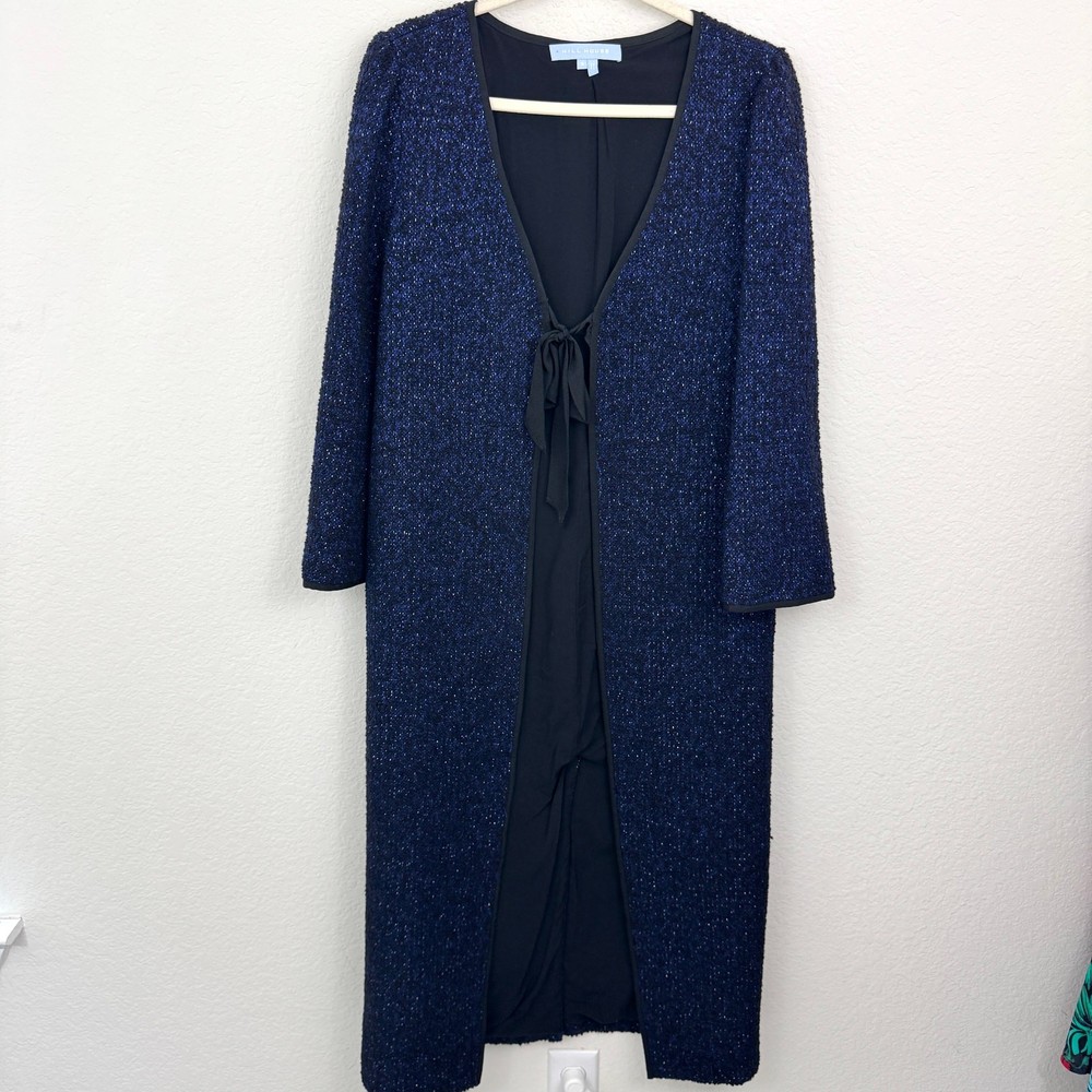 Hill House Women Lou Lou Duster Jacket Size S Sparkle Midnight Tweed Winter Coat