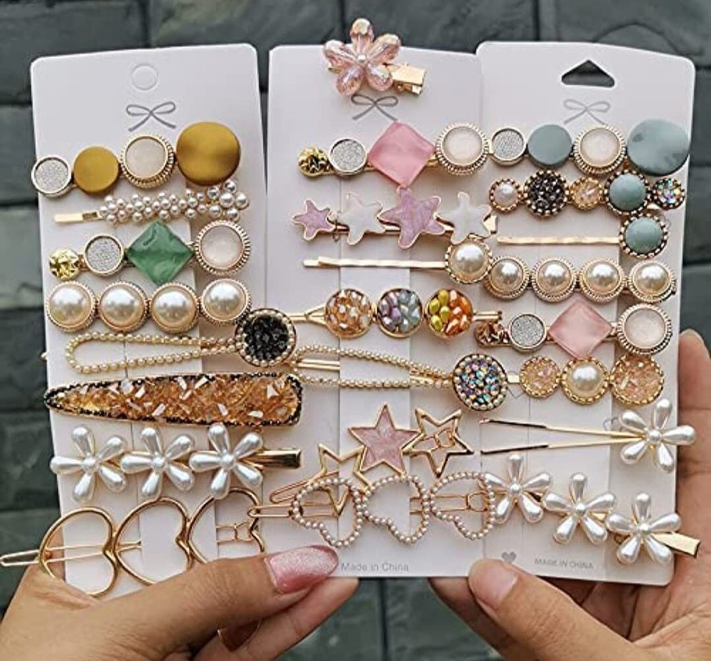 Elegant Pearl Rhinestone Metal Hair Clips Stylish Hair Accessory