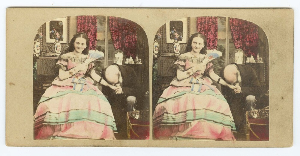 G1614~ ALFRED SILVESTER – May & December c.1860s UK Genre Stereoview