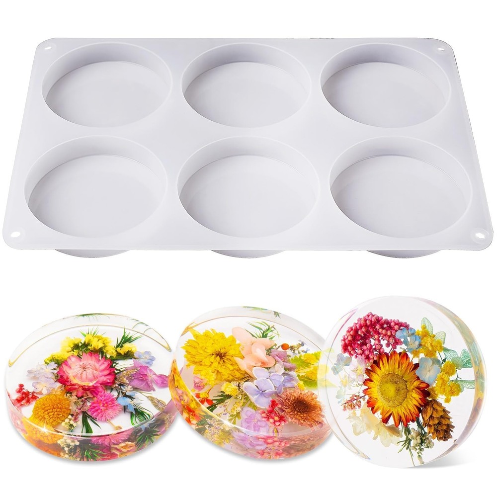Extra Deep 4-Inch Silicone Resin Coaster Molds 6 Cavity Set