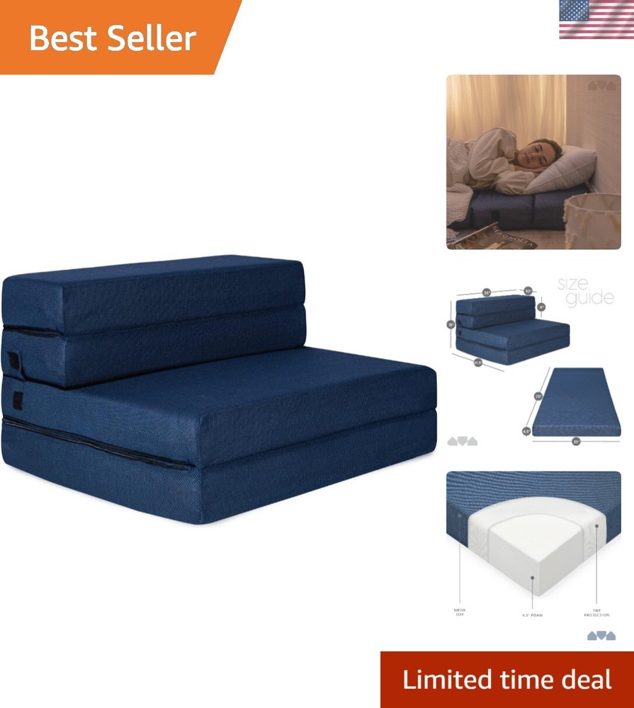 Space-Saving Tri-Fold Foam Folding Mattress for Stylish Guest Accommodations-image