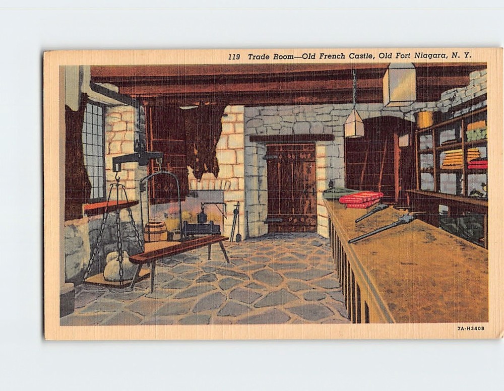 Postcard Trade Room Old French Castle Old Fort Niagara New York USA America