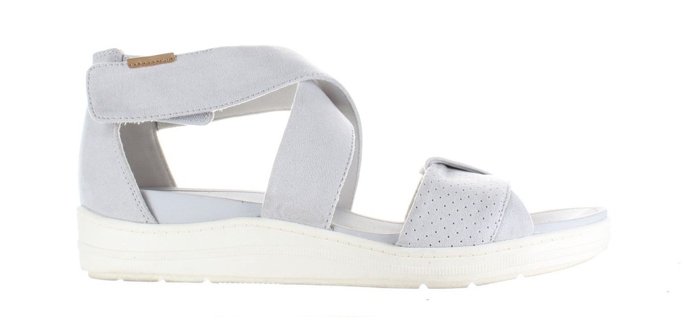 Dr. Scholl's Womens Time Off Gray Ankle Strap Sandals Size 8.5 (7740992)