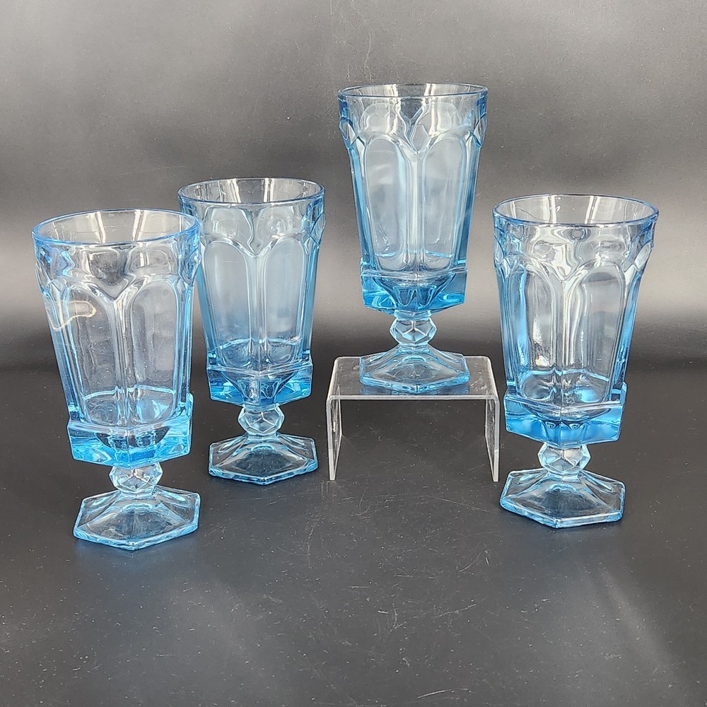 Vtg Set of 4 Fostoria Virginia Light Blue 6 7/8