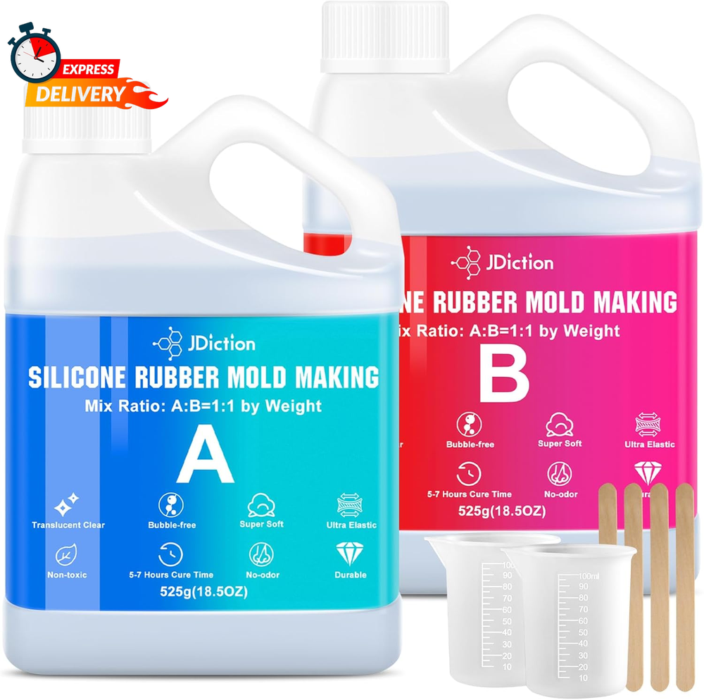 Jdiction Silicone Mold Making Kit, 2.32Lb(37Oz) Super Elastic Liquid Silicone Ru
