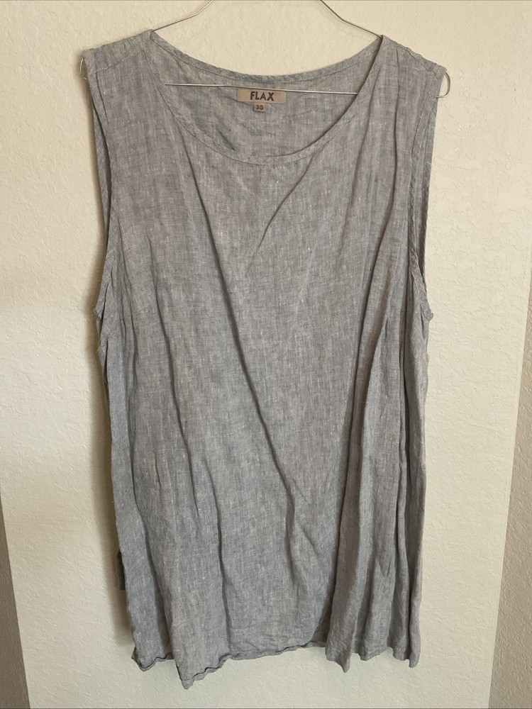 FLAX Women’s Sz 3G (3X) Sleeveless Linen Lagenlook Top