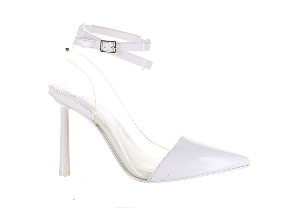 JLO Jennifer Lopez Womens Calea White Ankle Strap Heels Size 6.5 7686034