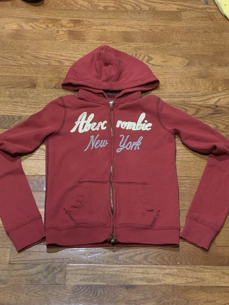 Abercrombie & Fitch Womens Y2K Full Zip Hoodie Size S Red