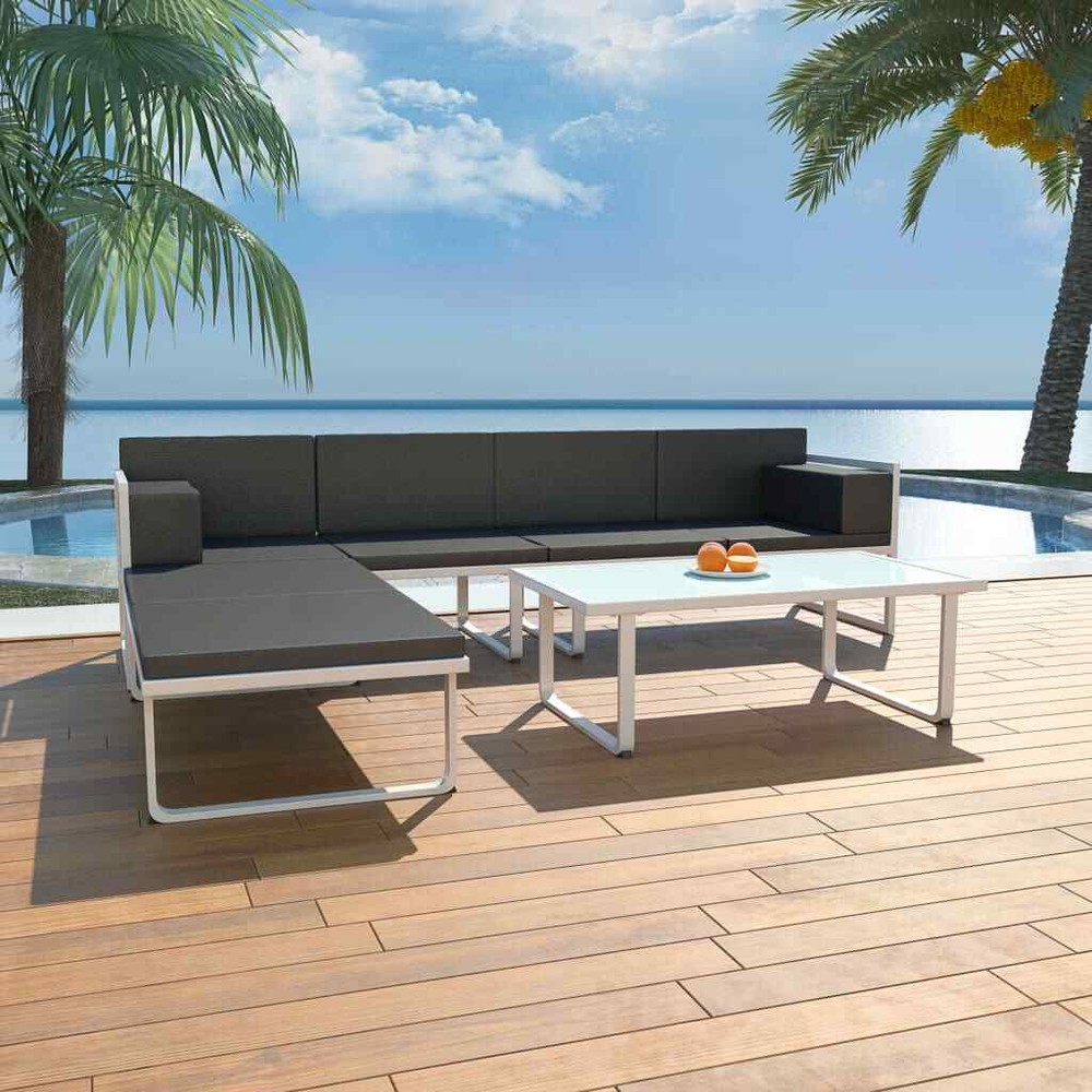 NNEVL 4 Piece Garden Lounge Set with Cushions Aluminium Black