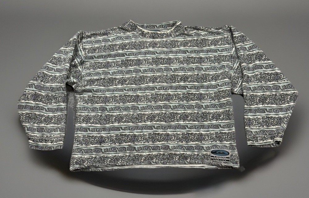 VTG 80s 90’s Quicksilver Stripe Color abstract pattern Surf Long Sleeve Crewneck