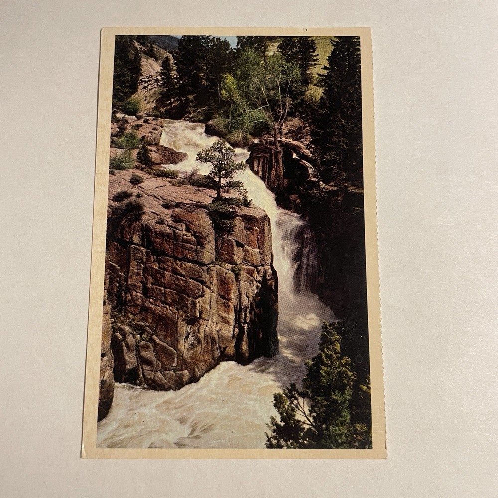Shell Creek Falls Big Horn Mountains Wyoming WY Vintage Postcard
