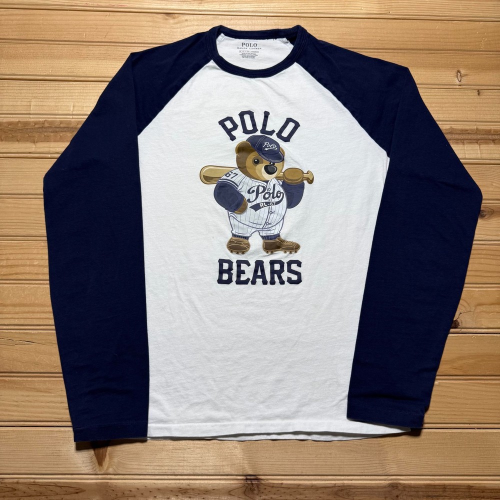 Vintage Polo Ralph Lauren Polo Bears Baseball Long Sleeve Raglan Shirt - Small
