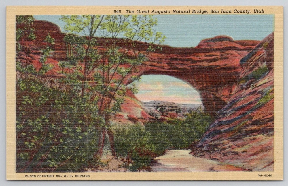Augusta Natural Bridge Utah Vintage Postcard C.T. Art-Colortone Scenic View