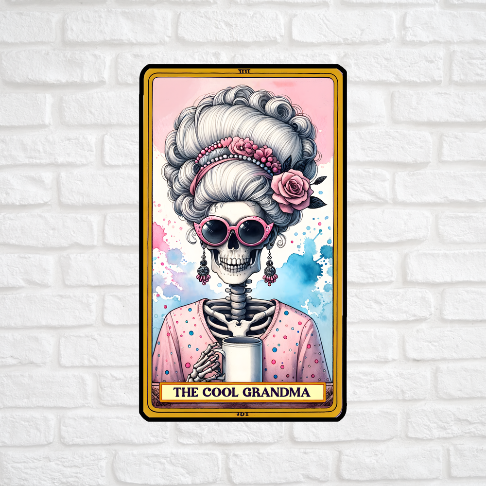 Cool Gothic Grandma Tarot Card Vinyl Sticker Dark Humor Decal