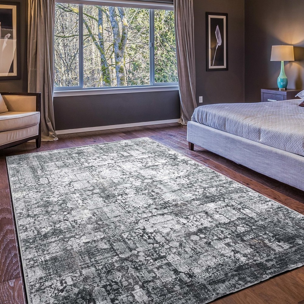 Area Rug 5×7, Vintage Boho Rug,Ultra-Soft Low Pile, Washable, Non Slip,Stai