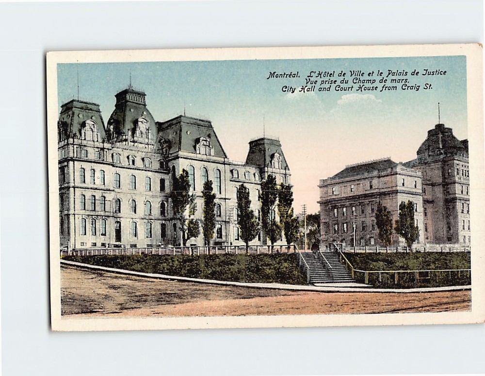 Postcard City Hall and Court House from Craig St. Montreal Quebec Canada