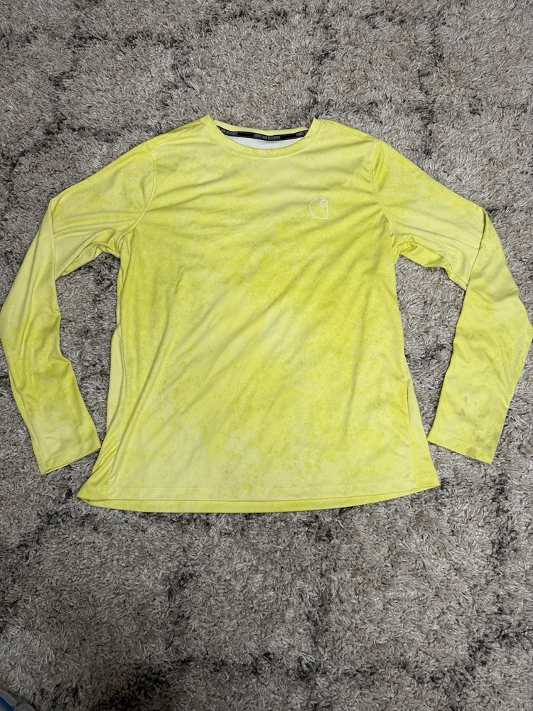 Carhartt Force Sun Defender Shirt Womens Large Lightweight Long-Sleeve Yellow