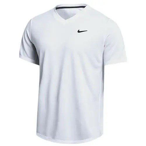 Nike Large Men's Court Dri-Fit Victory Short Sleeve Shirt White DH4934-100