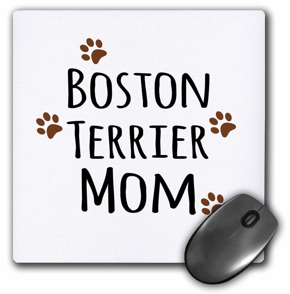 3dRose Boston Terrier Dog Mom - Doggie by breed - brown muddy paw prints love -