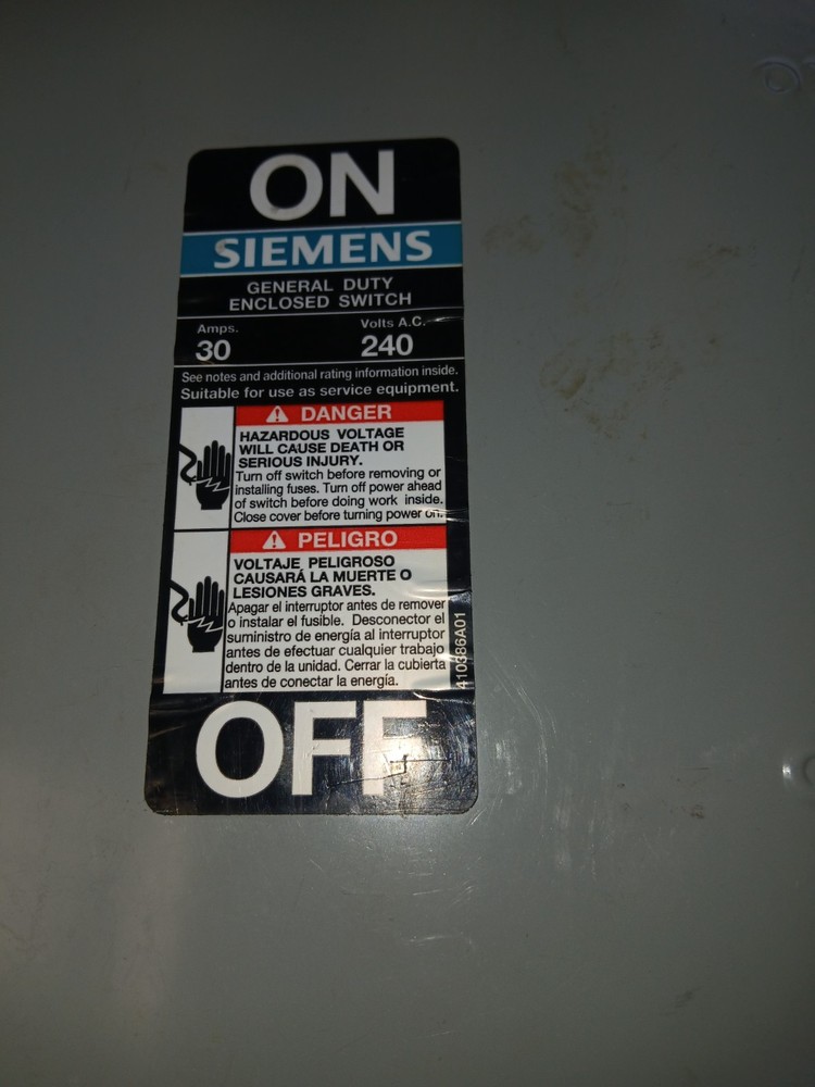 Siemens GF321N Enclosed Switch, 30 Amp, 240 Volt General Duty