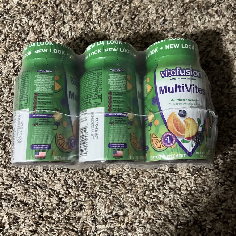 3 Pack Vitafusion MultiVites Gummies - Berry Peach Orange - 70ct Each - Multivitamin Supplement