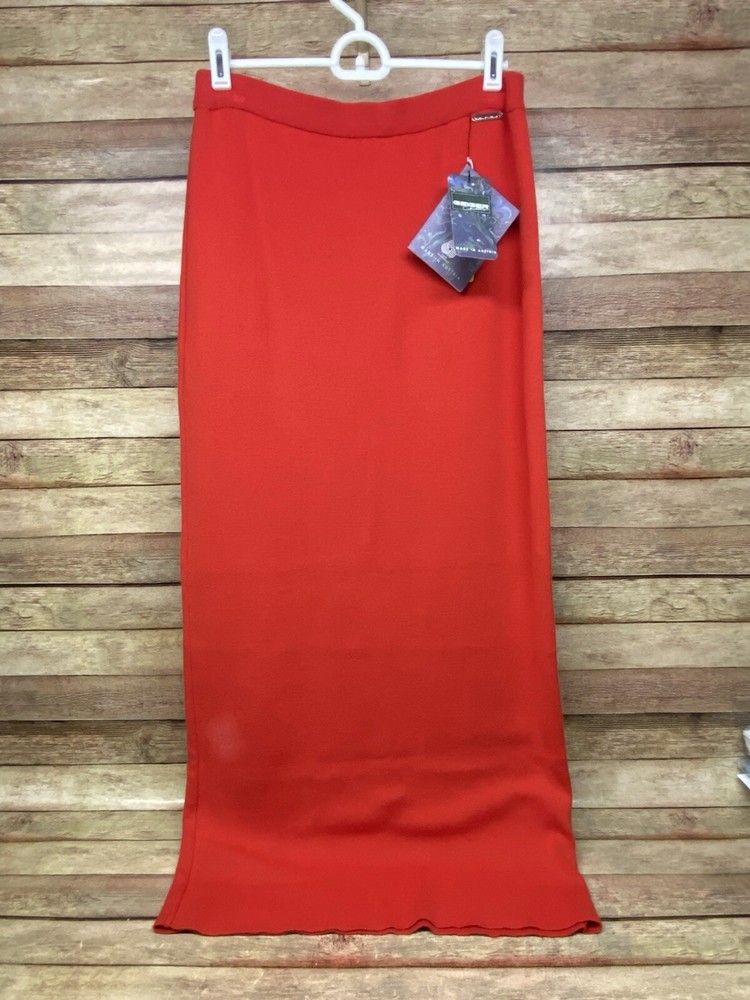 Women's NWT Geiger Collection Midi Red Orange Wool Blend Skirt Size 38 US 8 NEW