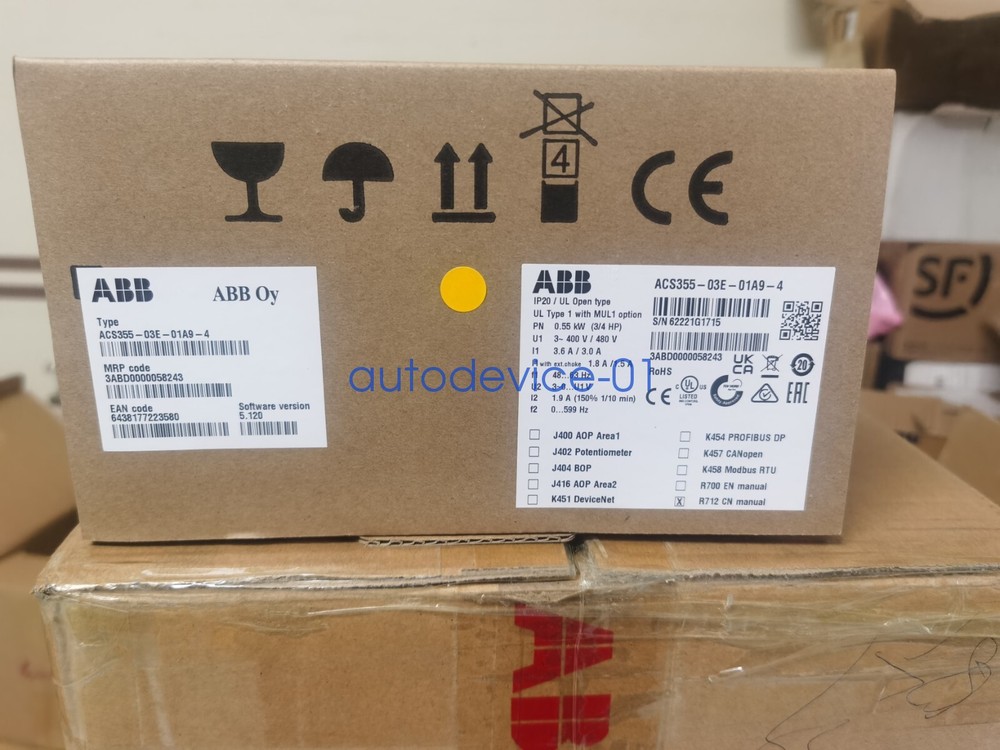 1PC New ABB ACS355-03E-01A9-4  380V 0.55KW Frequency Converter Brand DHL/FedEx