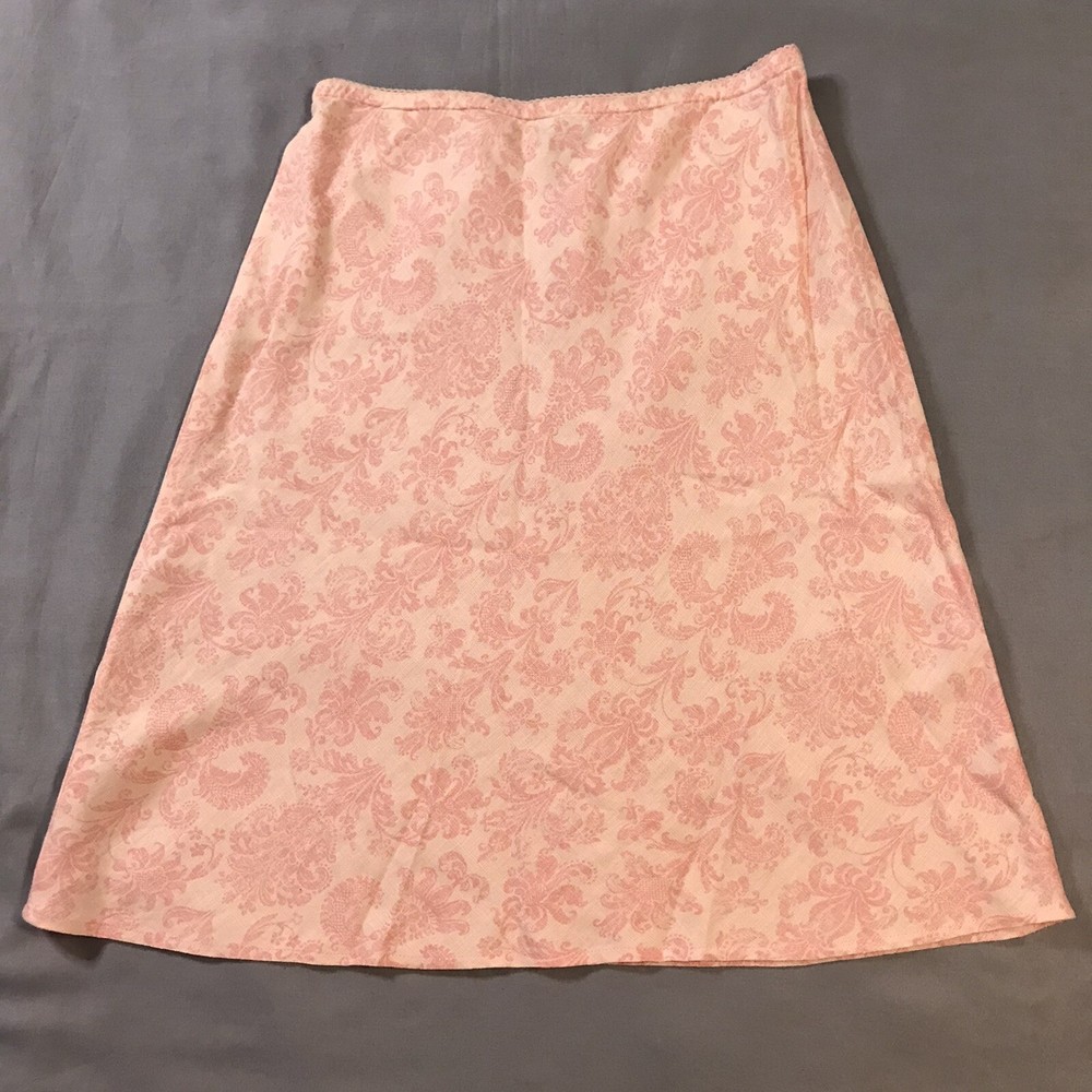 J Jill Skirt Womens Small Pink Floral Linen A Line