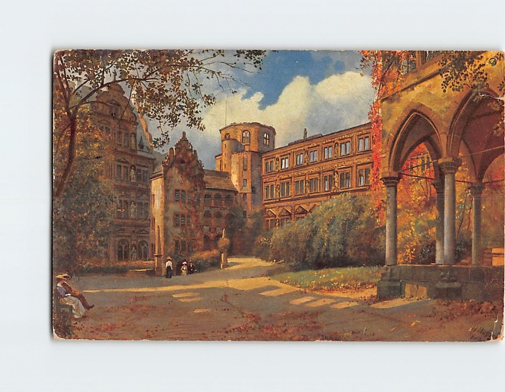 Postcard The Castle Courtyard Heidelberg Germany
