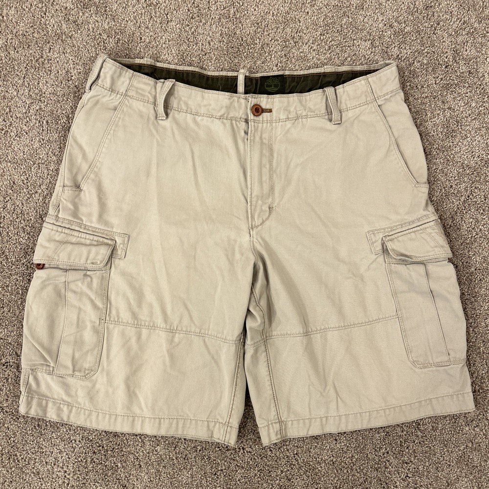 Timberland Cargo Shorts Mens 36 Beige Tan Cotton Utility Pockets 11