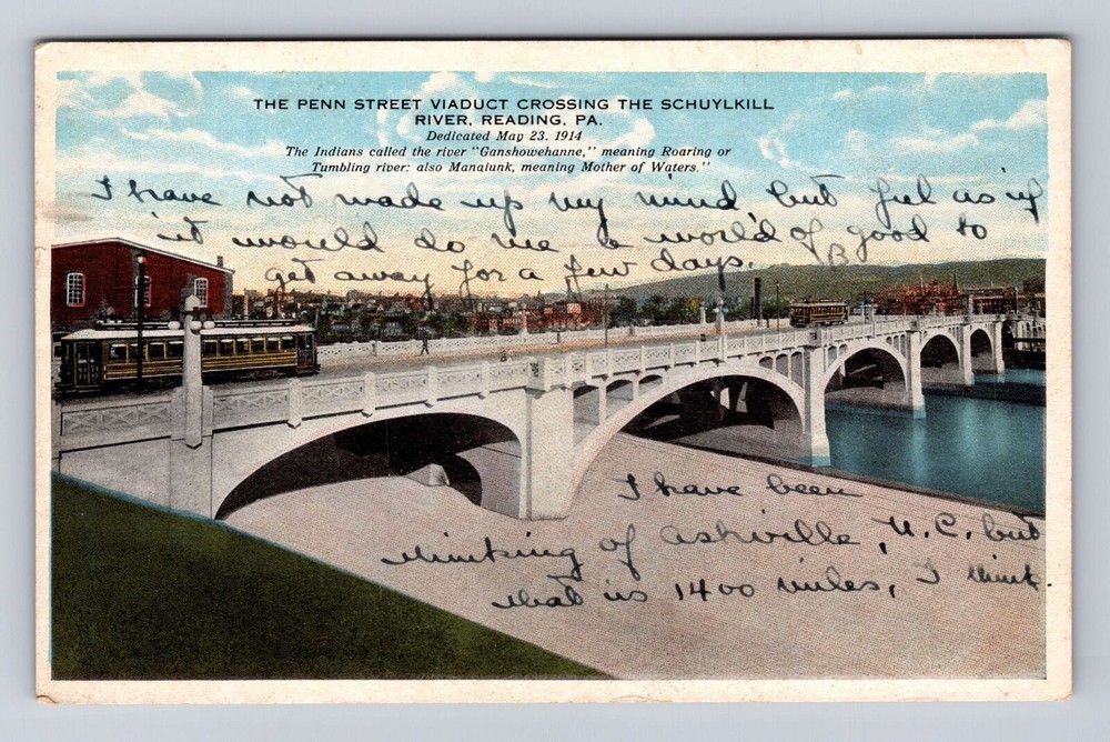Reading PA-Pennsylvania, The Penn Street Viaduct, Schuylkill Vintage Postcard