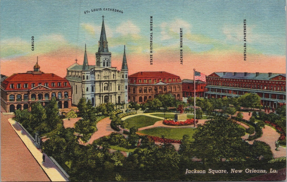 Jackson Square, Cabildo Old New Orleans Louisiana LA Unposted Vintage Postcard
