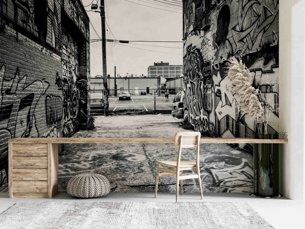 3D Graffiti Street House Artistic Self-adhesive Removable Wallpaper Murals Wall