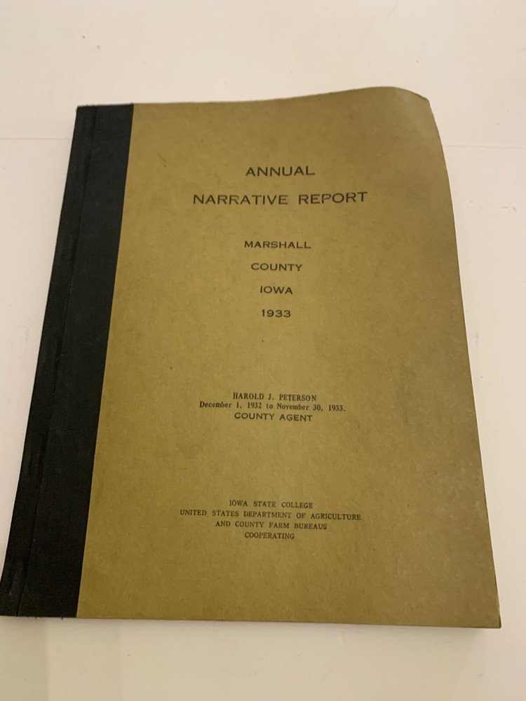 1933 Narrative Annual Report County Agent Marshall County Iowa