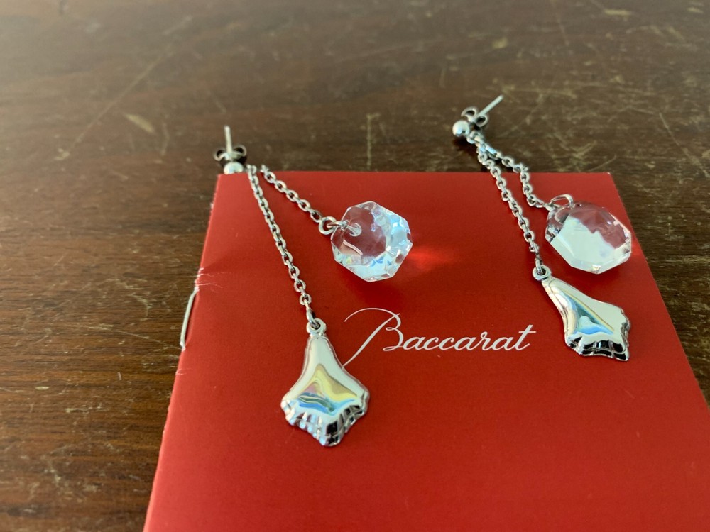 Pair Of Baccarat Crystal Pendant Earrings