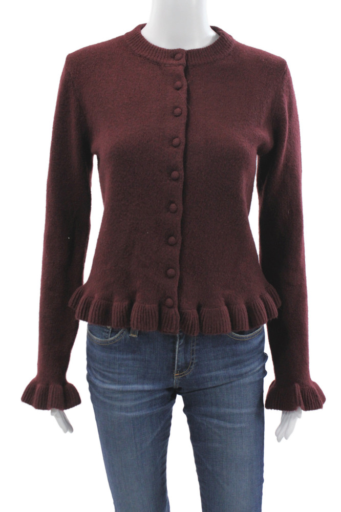 MNG Womens Wool Cardigan Brown Button Crew Neck Long Sleeve Size SFree Shipping in US $100+ Orders | $6.95 Orders Below