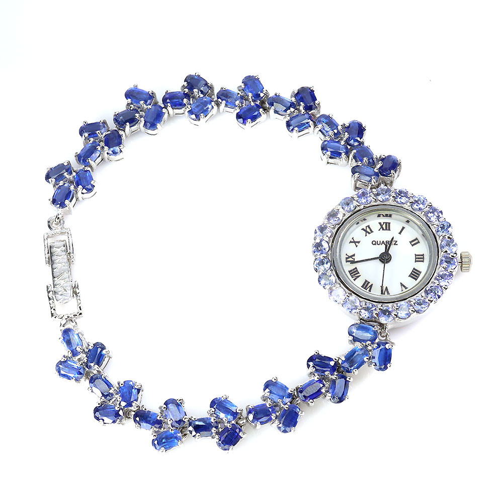 Valentine 925 Silver Watch Oval Kyanite 6x4mm Tanzanite Gemstone Jewelry 7.5 In