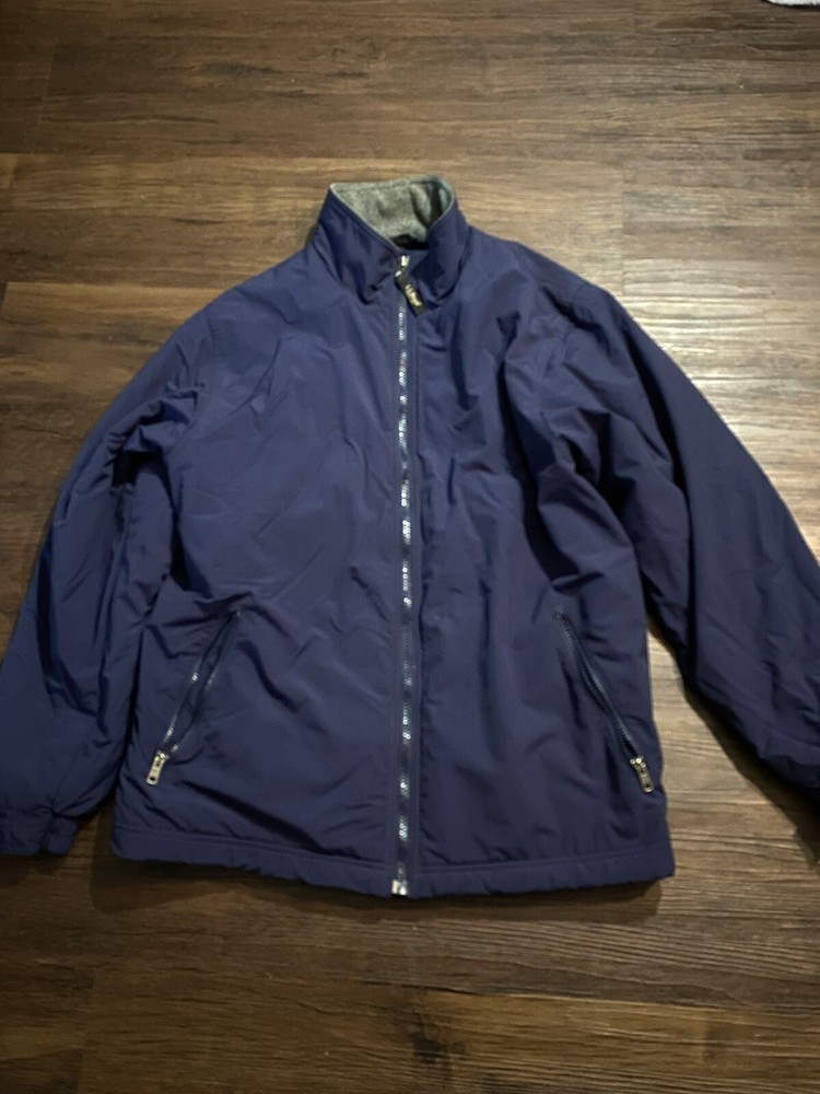 LL Bean Women's Navy Blue Fleece Line Polartec Windbreaker Jacket Size Large