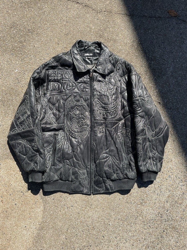 Marc Buchanan 90s Pelle Pelle Stitched Leather Jacket Bad Dog Size 50
