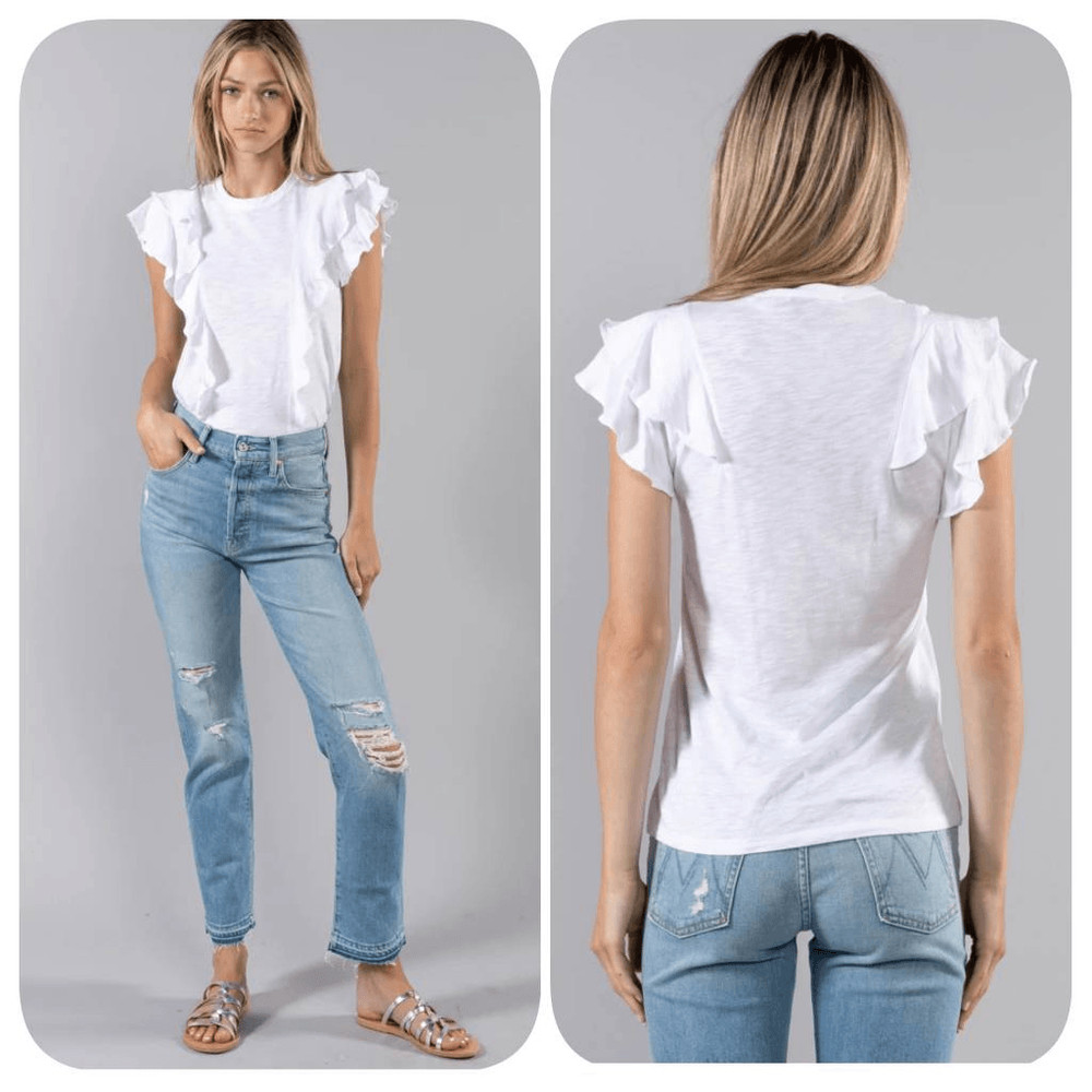 Veronica Beard BEA RUFFLE T-SHIRT Sz L