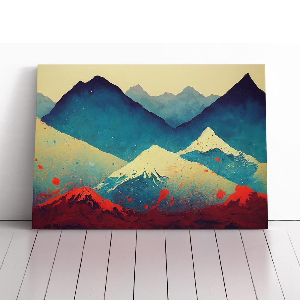 Splendid Painted Mountains Canvas Wall Art Print Framed Picture Dining Room
