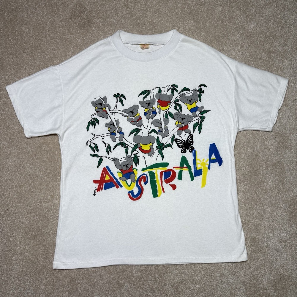 Vtg Australia 3D Koala Koli Single Stitch Shirt Womens Large L Graphic Tee Y2k