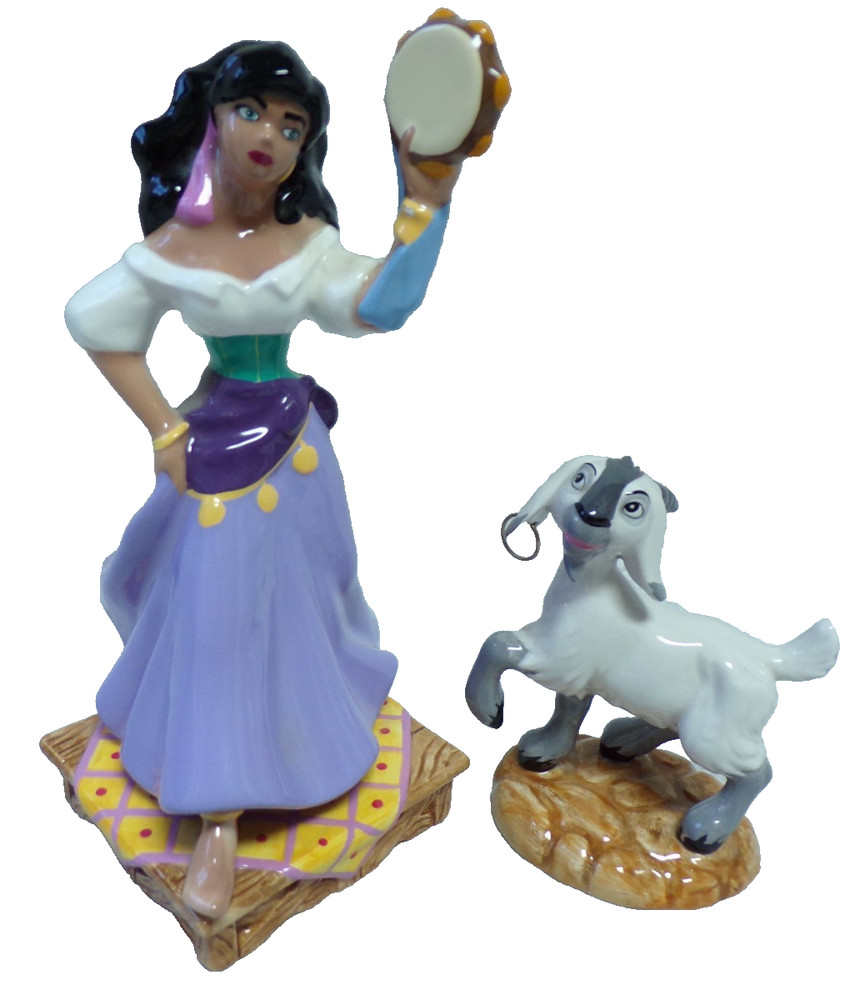 Esmeralda Gypsy + Djali Goat Disney Ceramic Vintage Hunchback Movie Figurines
