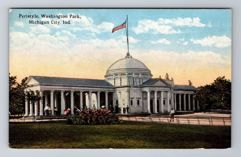 Michigan City IN-Indiana, Peristyle Washington Park, Antique Vintage Postcard