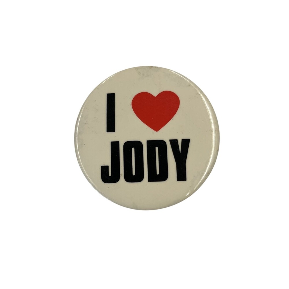 I Love Jody Vintage 1980s Pinback Button