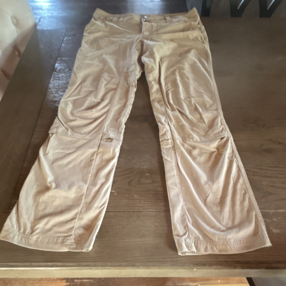 Columbia Men's Beige Cargo Straight Leg Flat Front Casual Pants Button Zip S