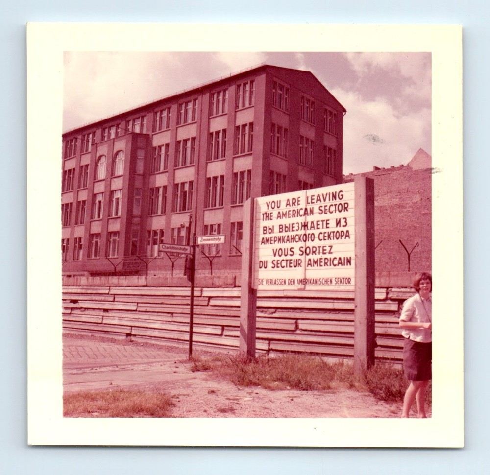 Old Vintage Square Color Photo WOMAN BERLIN WALL GERMANY AMERICAN SECTOR