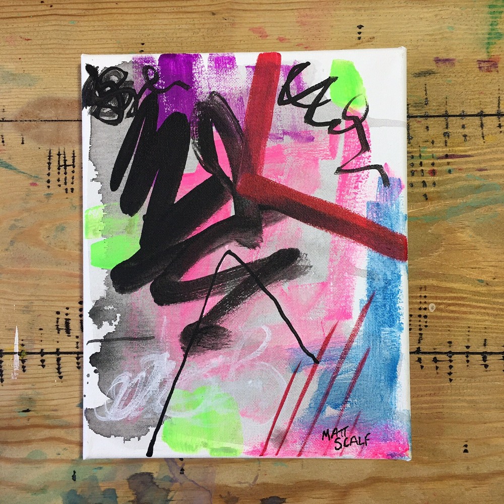 Matt Scalf 8x10 CANVAS Abstract Contemporary Graffiti Street Art Modern Signed-image