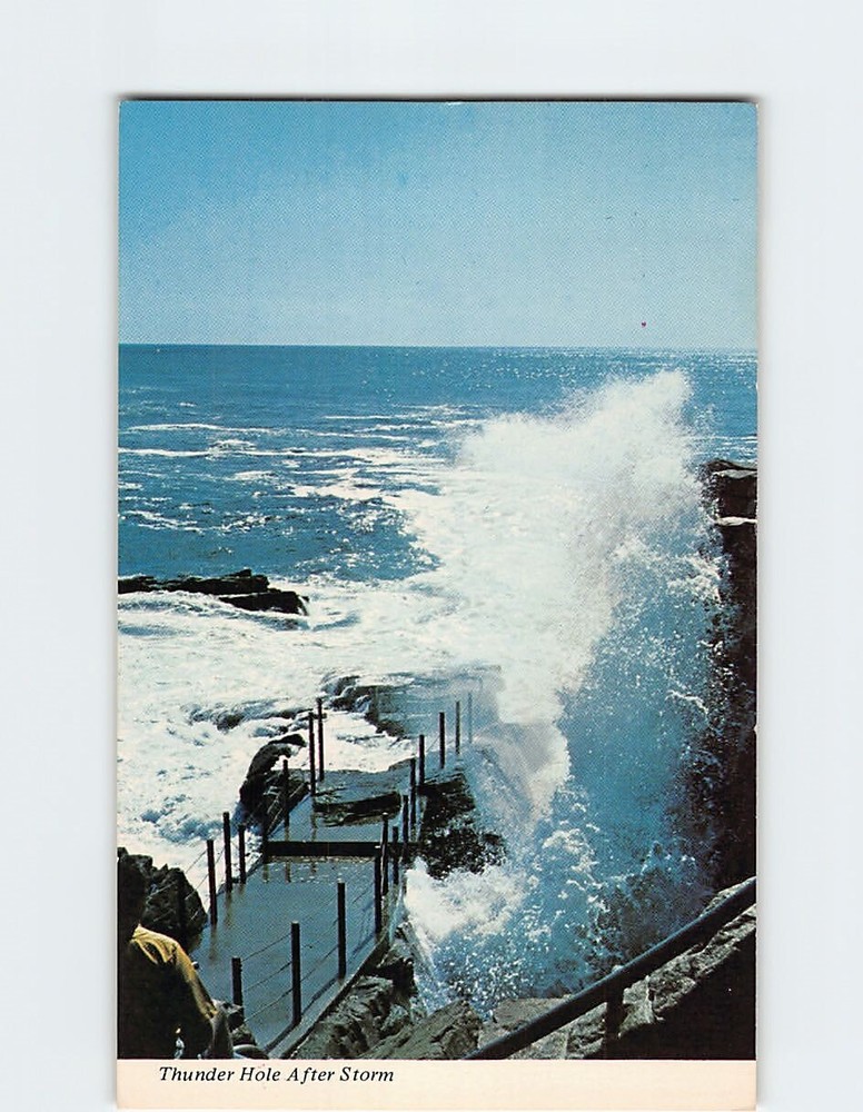 Postcard Thunder Hole After Storm Ocean Drive Bar Harbor Maine USA